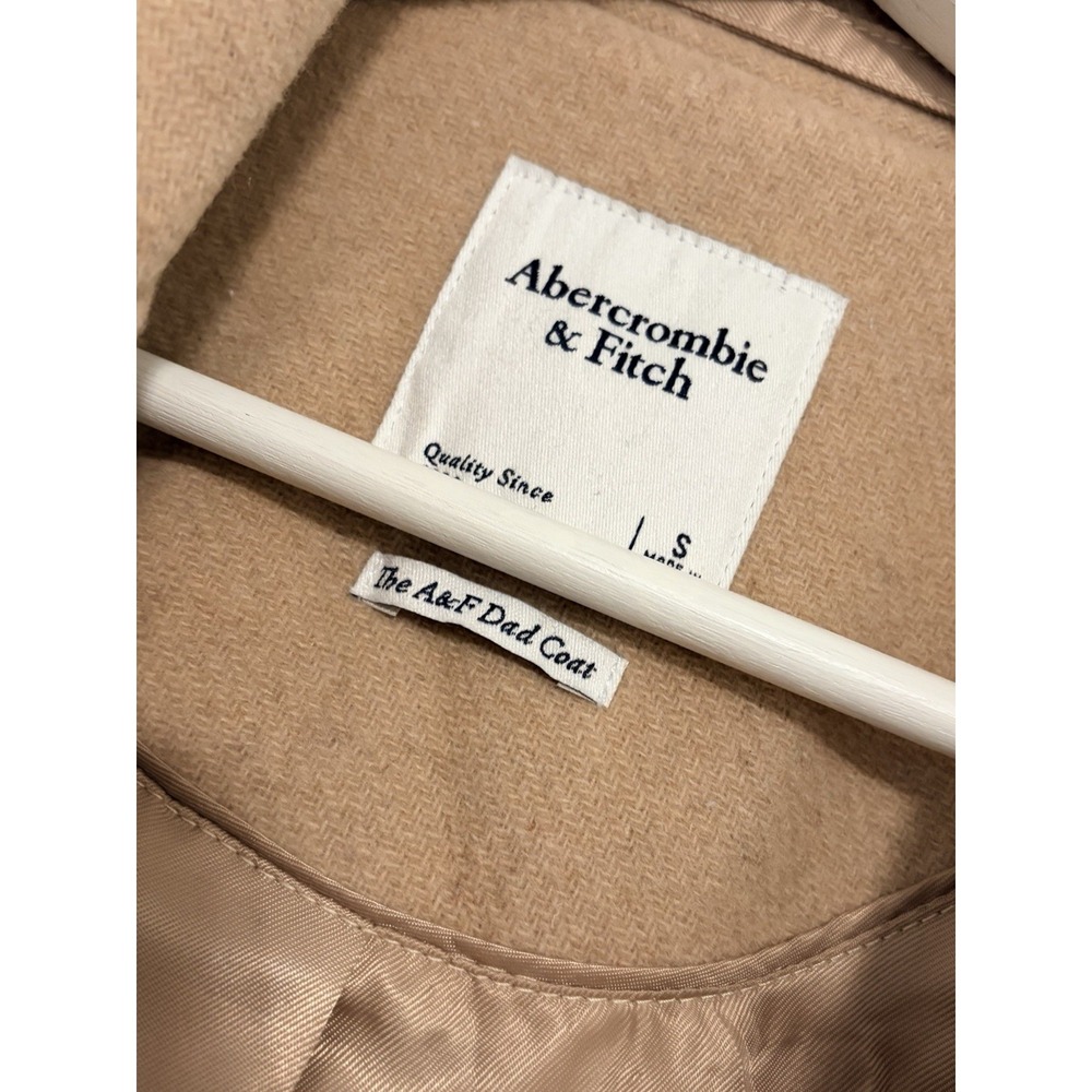Abercrombie The A&F Dad Coat Camel Wool Blend Long Overcoat Quiet Luxury Size S - Picture 9 of 10